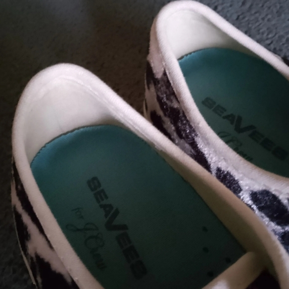J. Crew Trainers Women's 7.5 White SeaVees Legend Black Leopard Print Velvet Low - Picture 11 of 12